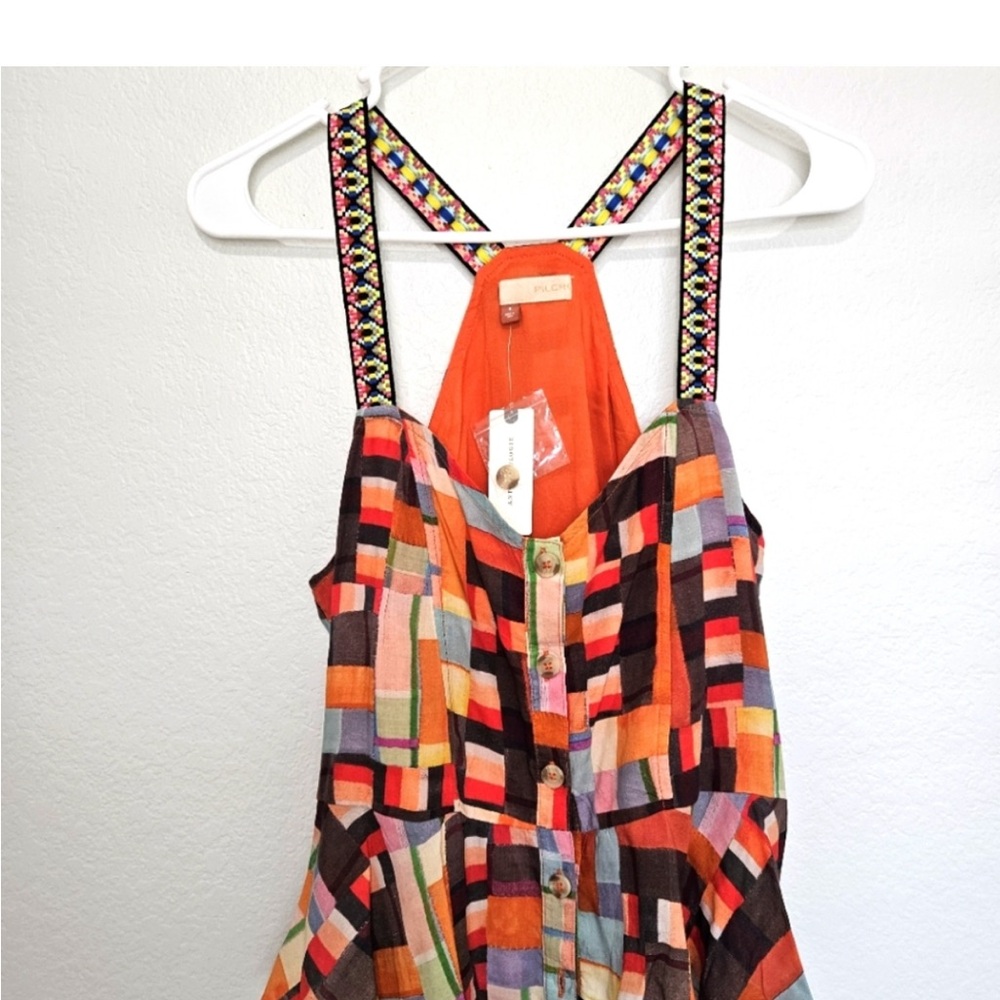 Pilcro | Abstract Multicolor Patchwork Boho Peplu… - image 1